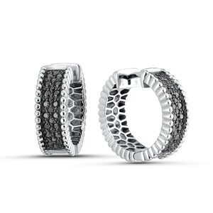 Серьги с черными бриллиантами из белого золота 585 пробы