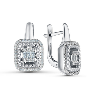 Серьги с бриллиантами из белого золота 585 пробы