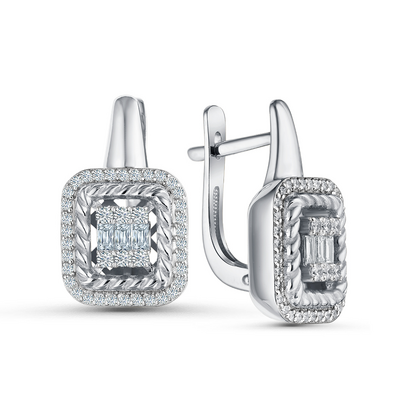 Серьги с бриллиантами из белого золота 585 пробы