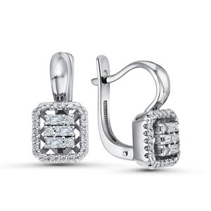 Серьги с бриллиантами из белого золота 585 пробы