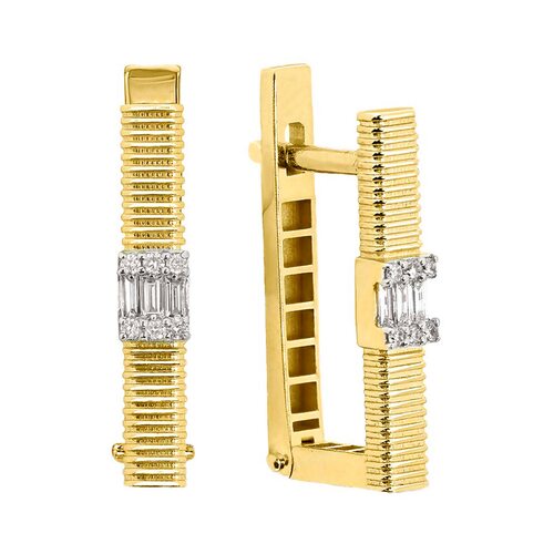 Серьги с бриллиантами из желтого золота 585 пробы