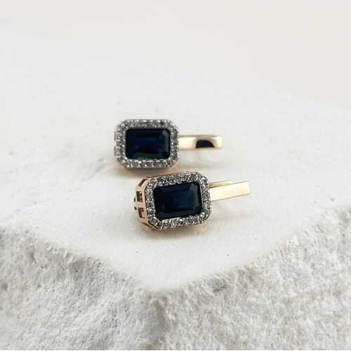 Серьги с сапфирами и бриллиантами из золота 585 пробы