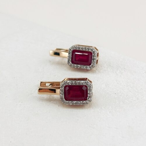 Серьги с рубинами и бриллиантами из золота 585 пробы