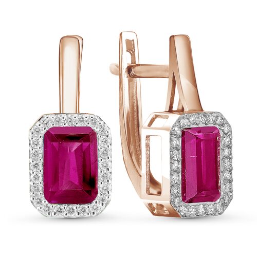 Серьги с рубинами и бриллиантами из золота 585 пробы