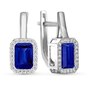 Серьги с сапфирами и бриллиантами из белого золота 585 пробы