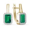 Серьги с изумрудами и бриллиантами из желтого золота 585 пробы