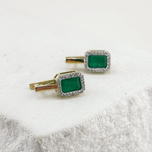 Серьги с изумрудами и бриллиантами из золота 585 пробы