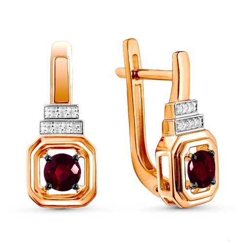 Серьги с рубинами и бриллиантами из золота 585 пробы