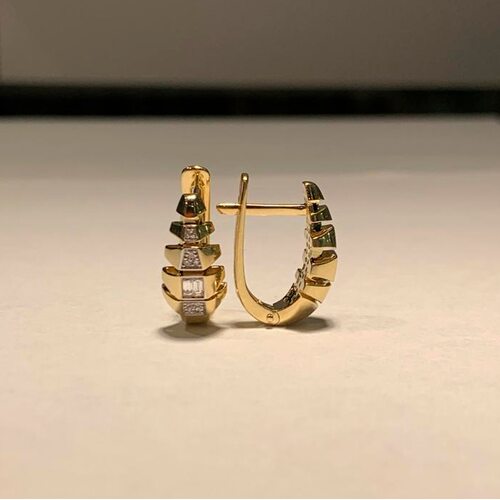 Серьги с бриллиантами из желтого золота 585 пробы