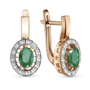 Серьги с изумрудами и бриллиантами из золота 585 пробы