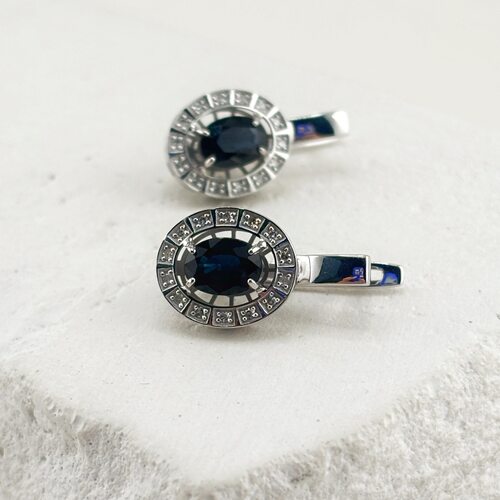 Серьги с сапфирами и бриллиантами из золота 585 пробы