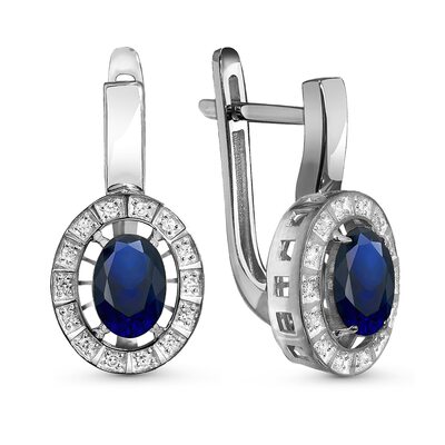 Серьги с сапфирами и бриллиантами из белого золота 585 пробы