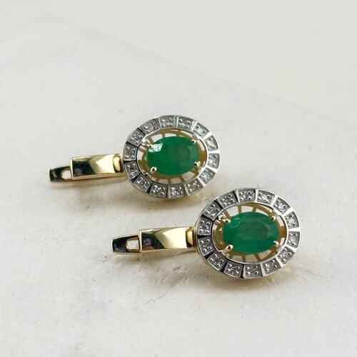 Серьги с изумрудами и бриллиантами из золота 585 пробы