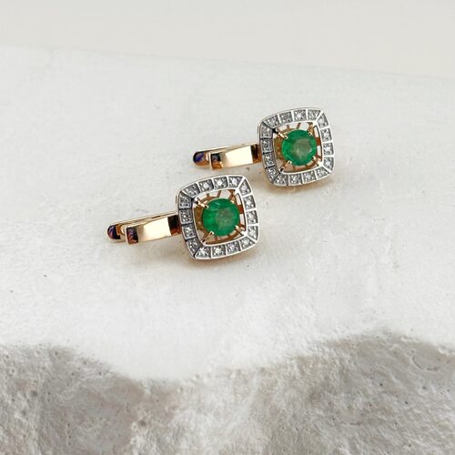 Серьги с изумрудами и бриллиантами из золота 585 пробы