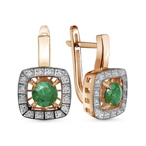 Серьги с изумрудами и бриллиантами из золота 585 пробы