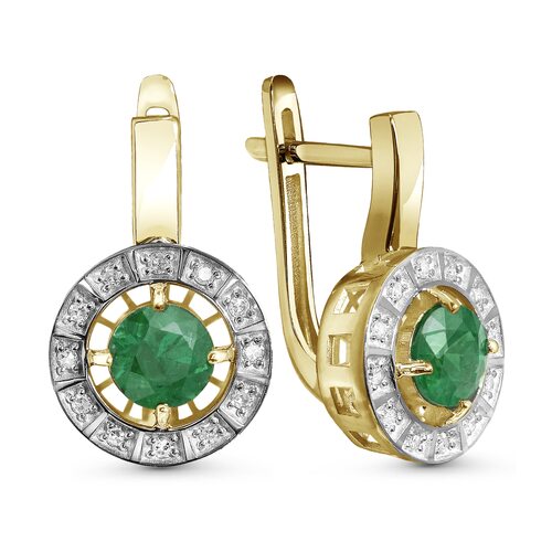 Серьги с изумрудами и бриллиантами из золота 585 пробы