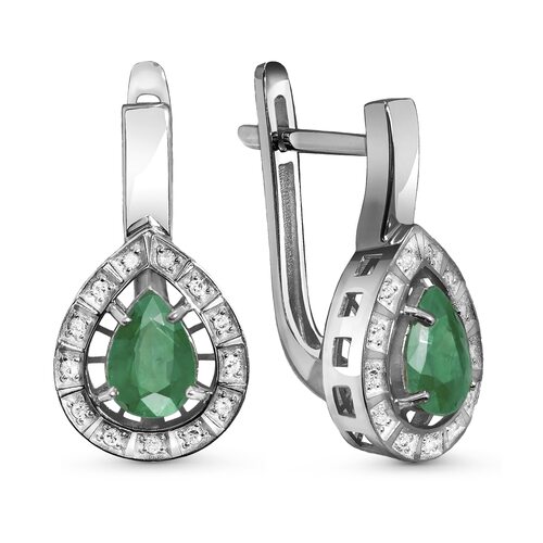 Серьги с изумрудами и бриллиантами из золота 585 пробы