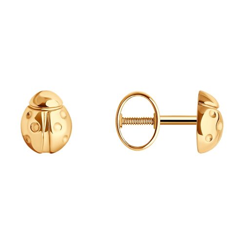 Серьги "Божья коровка" из золота 585 пробы