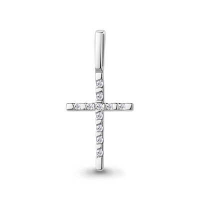 Декоративный крест с бриллиантами из серебра 925 пробы 