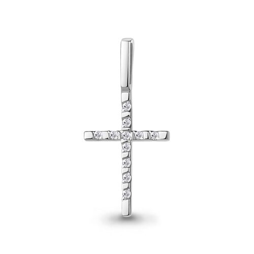 Декоративный крест с бриллиантами из серебра 925 пробы 