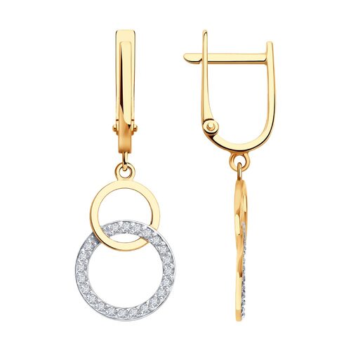 Серьги с фианитами из золота 585 пробы