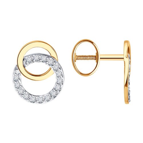 Серьги с фианитами из золота 585 пробы