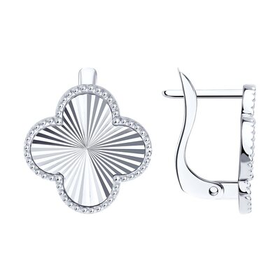 Серьги "Клевер" из белого золота 585 пробы