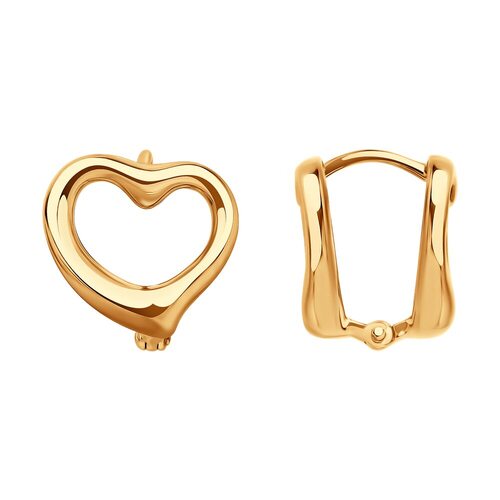 Серьги "Сердца" из золота 585 пробы