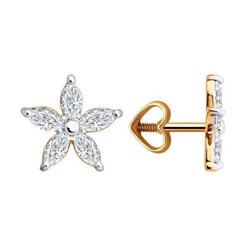 Серьги "Цветы" из золота 585 пробы