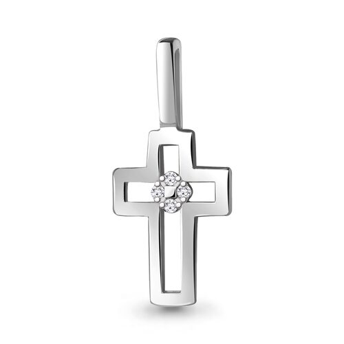 Декоративный крест с бриллиантами из серебра 925 пробы