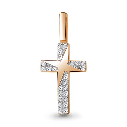Подвеска "Крест" с бриллиантами из серебра 925 пробы с позолотой