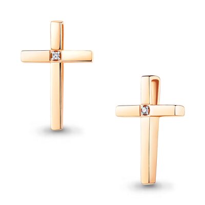 Декоративный крест с бриллиантом из серебра 925 пробы