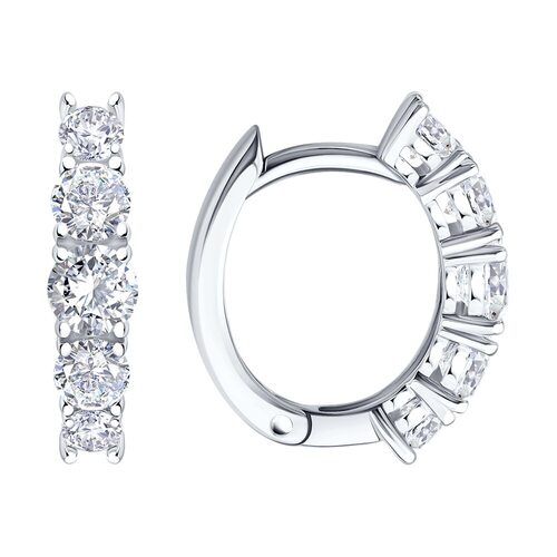 Серьги с фианитами из белого золота 585 пробы