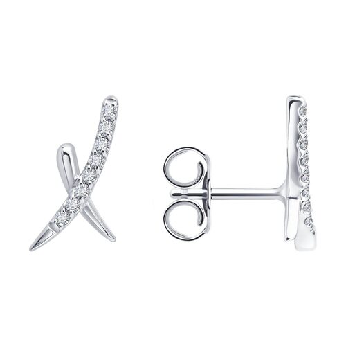 Серьги с фианитами из белого золота 585 пробы