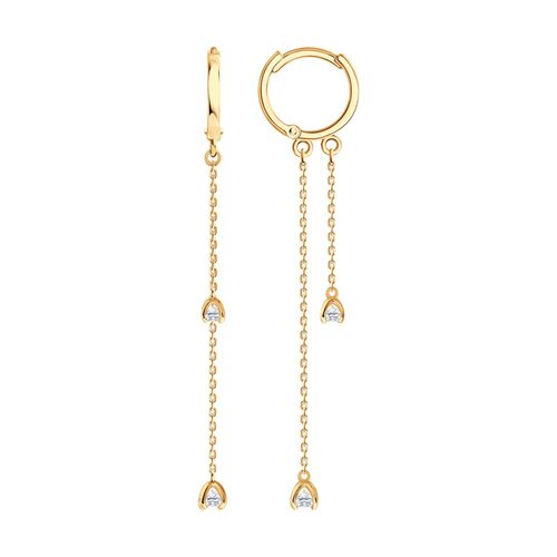 Серьги с фианитами из золота 585 пробы