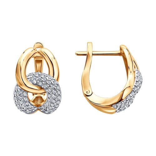 Серьги с фианитами из золота 585 пробы