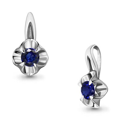 Подвеска "Цветок" с сапфиром из серебра 925 пробы