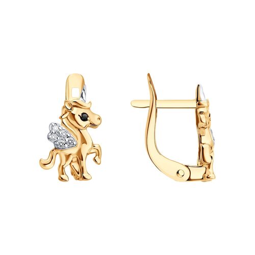 Серьги с фианитами из золота 585 пробы