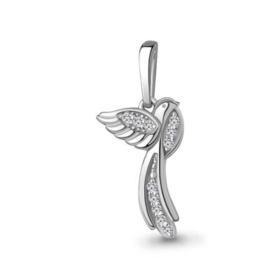 Подвеска "Птица" с бриллиантами из серебра 925 пробы