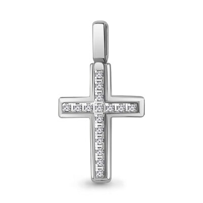 Декоративный крест с бриллиантами из серебра 925 пробы
