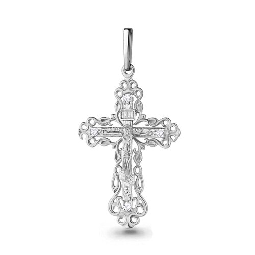 Крест православный с бриллиантами из серебра 925 пробы