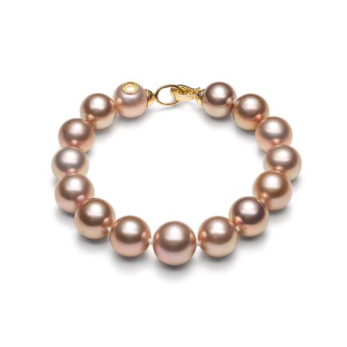 Браслет с жемчугом и бриллиантами из золота 585 пробы