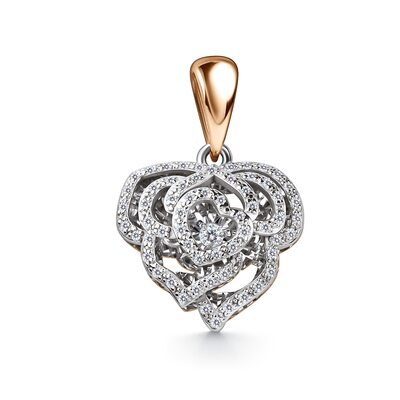 Подвеска "Цветок" с танцующим бриллиантом из золота 585 пробы