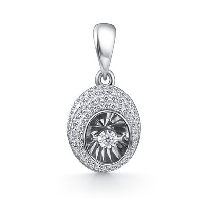 Подвеска с танцующим бриллиантом из белого золота 585 пробы