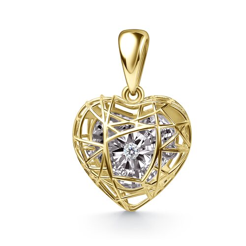 Подвеска "Сердце" с танцующим бриллиантом из желтого золота 585 пробы