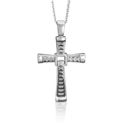 Декоративный крест из белого золота 585 пробы