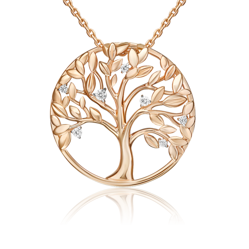 Подвеска "Дерево" с фианитами из золота 585 пробы