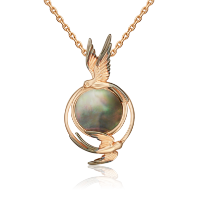 Подвеска "Птицы" с перламутром из золота 585 пробы