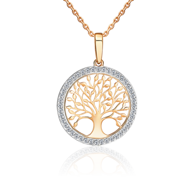 Подвеска "Дерево" с фианитами из золота 585 пробы