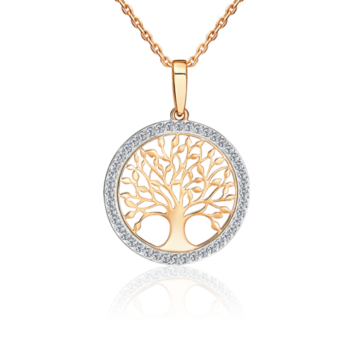 Подвеска "Дерево" с фианитами из золота 585 пробы
